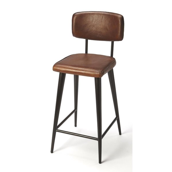 Butler Specialty Company Butler Specialty 5378344 Saddle Brown Leather Counter Stool - 15 x 18 x 39 in. 5378344